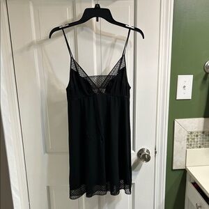 Black Lace-Trim Slip Dress